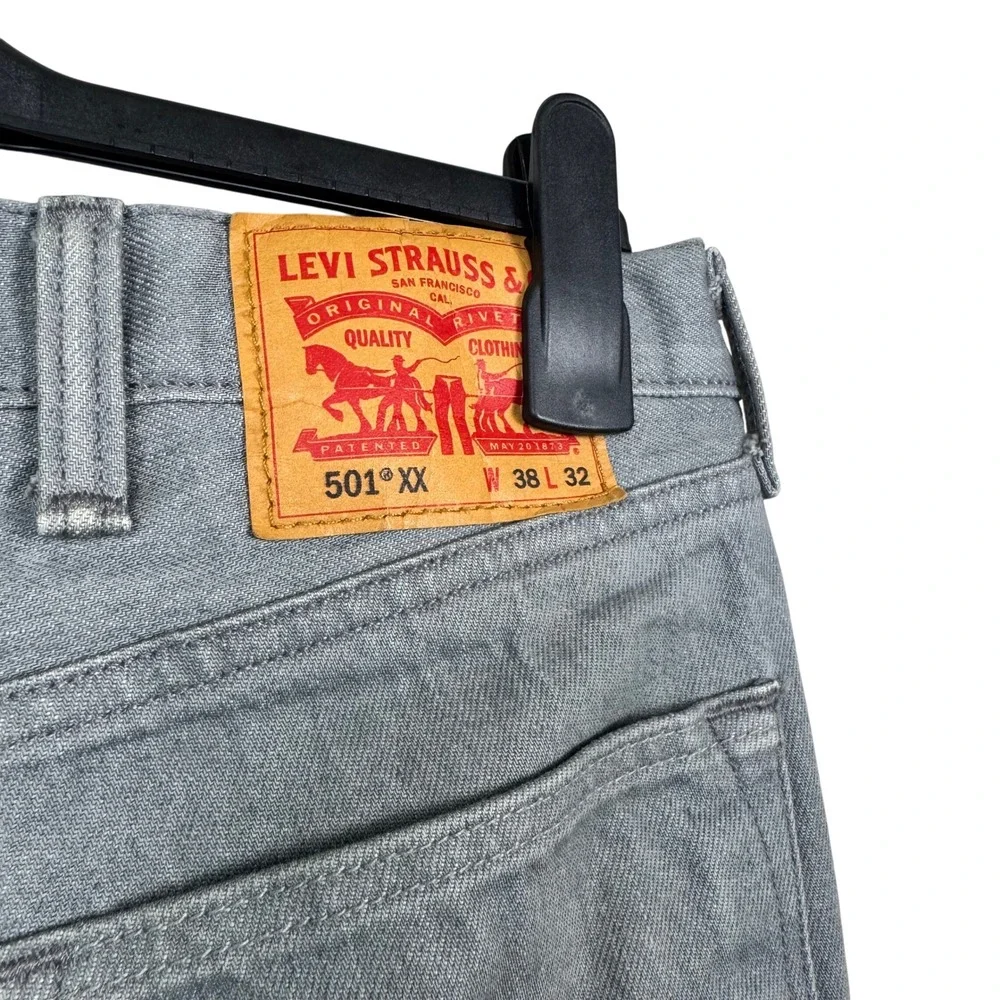 Levi's 501 XX Jeans 38x32 Gray Wash Button‎ Fly Straight Leg Vin